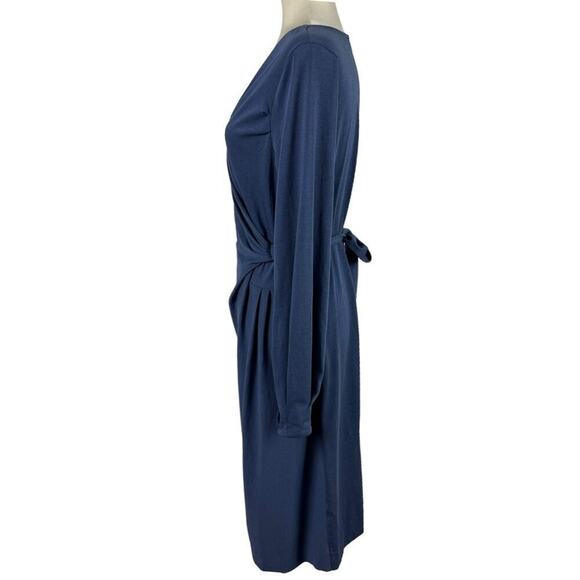 Sundance Always Right Dress Faux Wrap Womens Size L Blue Cotton Modal Midi - Picture 8 of 16
